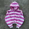 Sudadera con capucha y cremallera de manga larga con letras bordadas estilo callejero, de rayas, efecto dos piezas, talla grande, para mujer