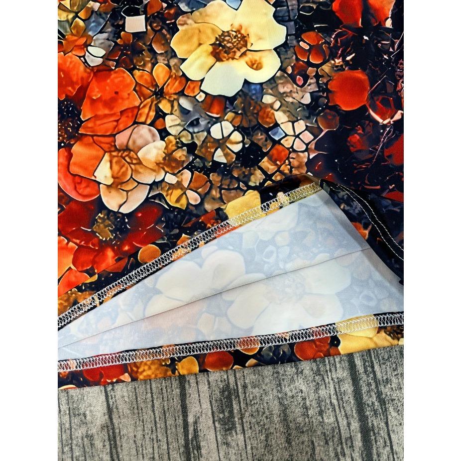 Damski T-shirt Wzór Motyla i Kwiatów Nadruk - Wygodny Krótki Rękaw Okrągły Dekolt Moda Druk 3D