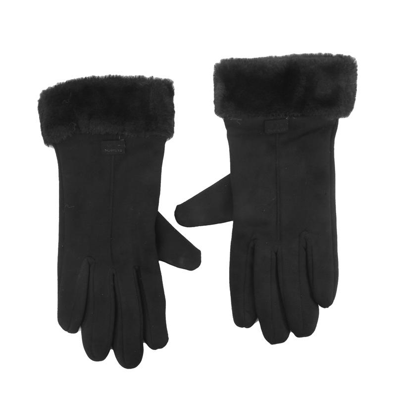 Women’s Winter Warm Touch Screen Gloves Suede Leather Double Thick Velvet Plush Wrist Cycling Driving Outdoor Cold-Resistant Mittens