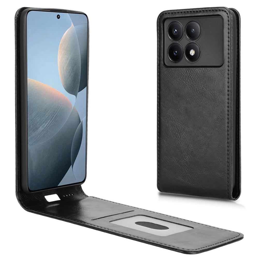 

Чехол для Xiaomi Poco X6 Pro 5G/Redmi K70E 5G со слотом для карт, магнитный вертикальный откидной кожаный чехол для телефона Black