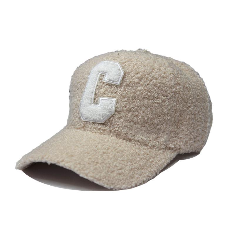 Herbst Winter Neu Warm Halten Lammwolle Basebll Kappen Buchstabe C Stickerei Snapback Hüte Für Frauen Männer
