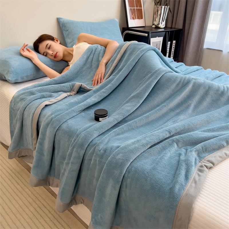 Double Layer Solid Color Milk Velvet Blanket Autumn Winter Thicken Warm Plush Blanket for Bed Sofa Single Double Thick Bed Sheet