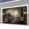 1 Halloween pumpkin castle bat garage door polyester background suitable for holiday parties or daily decoration