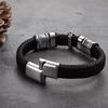 European and American Black Warrior Men's Leather Bracelet Trendy Punk Heavy Metal Cross Braided High-End Fashion Personalized Bracelet