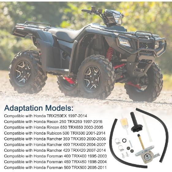 Fuel Valve Petcock Tank Switch Compatible With Honda TRX250EX Rancher 350 400 420 Foreman 400 450 500, Replace 16950-HN7-003 16950-HM8-003