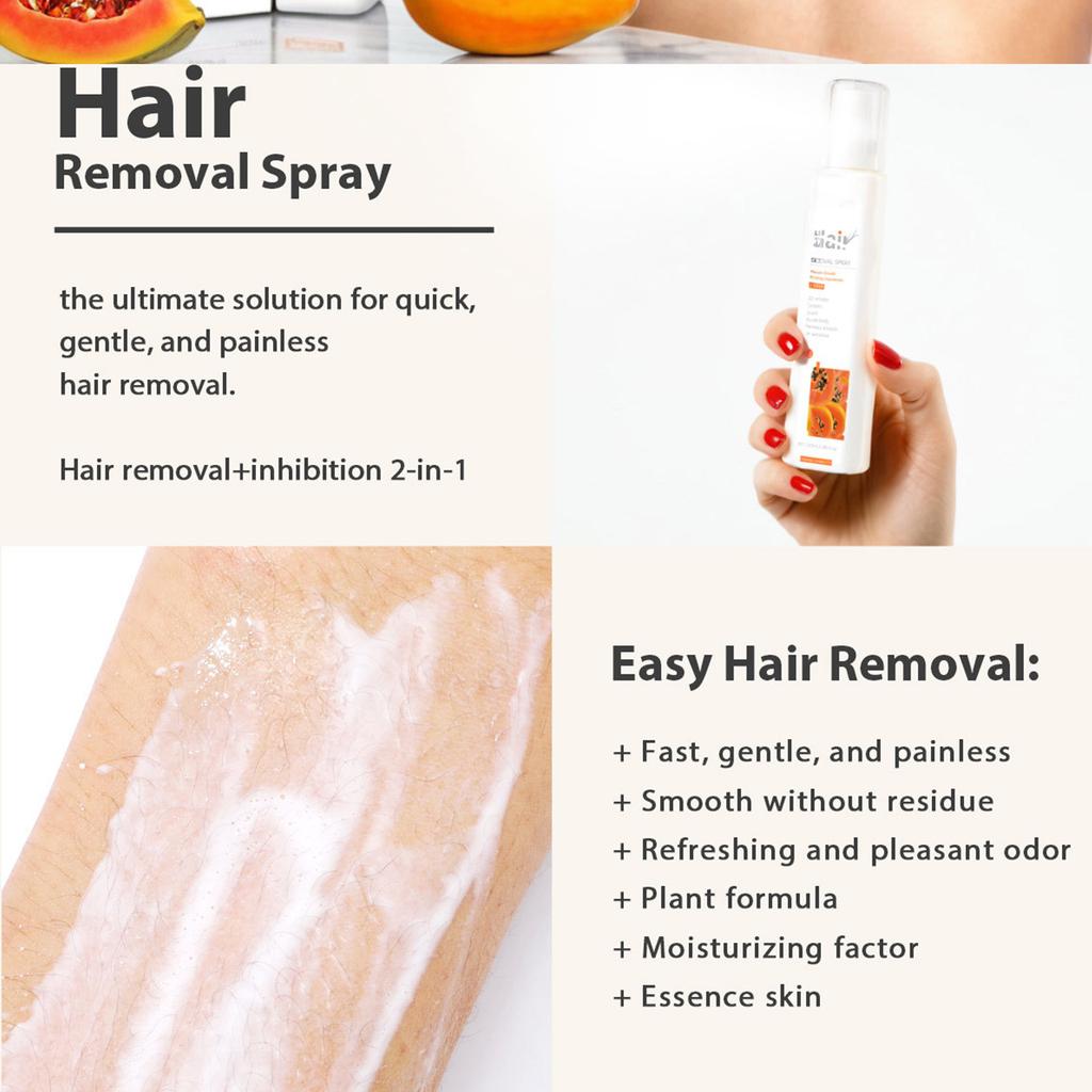 150ml Women's/Men's Hair Removal Spray Gentle And Non-irritating Hair Removal For Face And Private Parts Body (Papaya)100ml