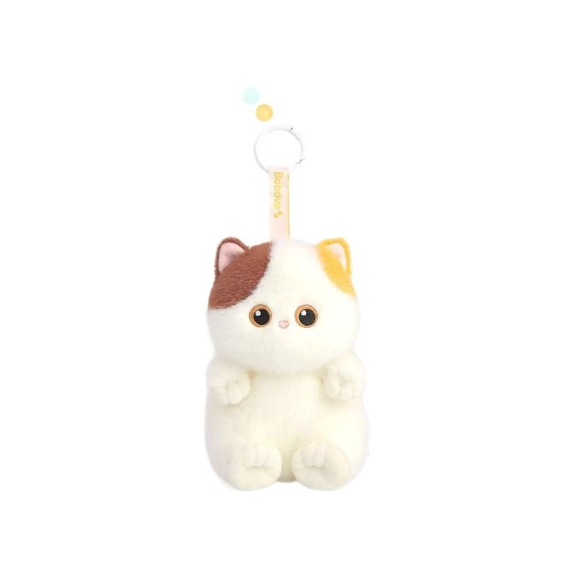 Short Plush Siamese Cat Charm With Black And Tricolor Designs For Car Or Bag Decor