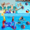 Inflatable Cross Ring Toss Game Set Pool Toy Games for Kids Adults Floating Ring Toss Billiards Game Summer Water Game Toy for Beach Backyard