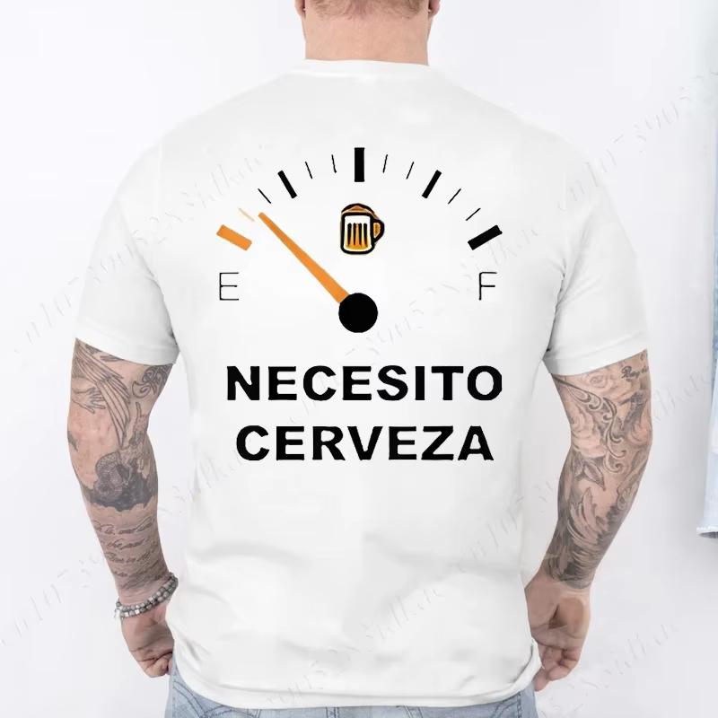 Fashion Casual T-Shirt NECESITO CERVEZA Printed Mens T-Shirt Fashion T-Shirt Summer Beer T-Shirt Fashion Casual Top