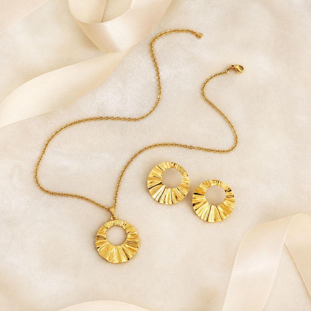 Luxury Geometric Leaf & Flower Earrings Necklace Set