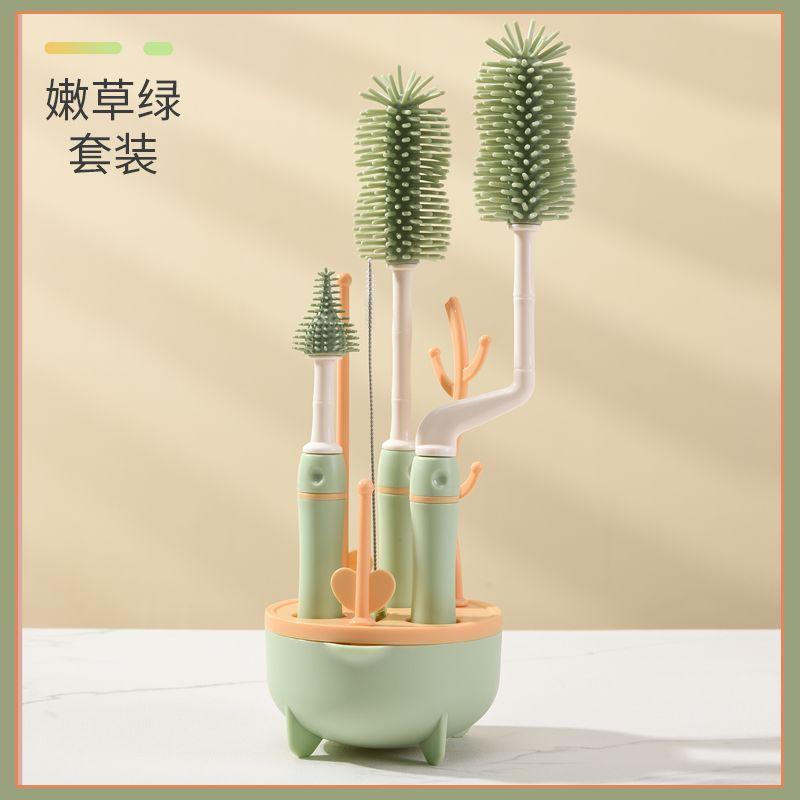 

Набор для чистки бутылочек - Щетки для сосок и трубочек, Щетка и моющее средство из пищевого силикона, Металлическая ручка, с пасхальным подарком для молодых мам green