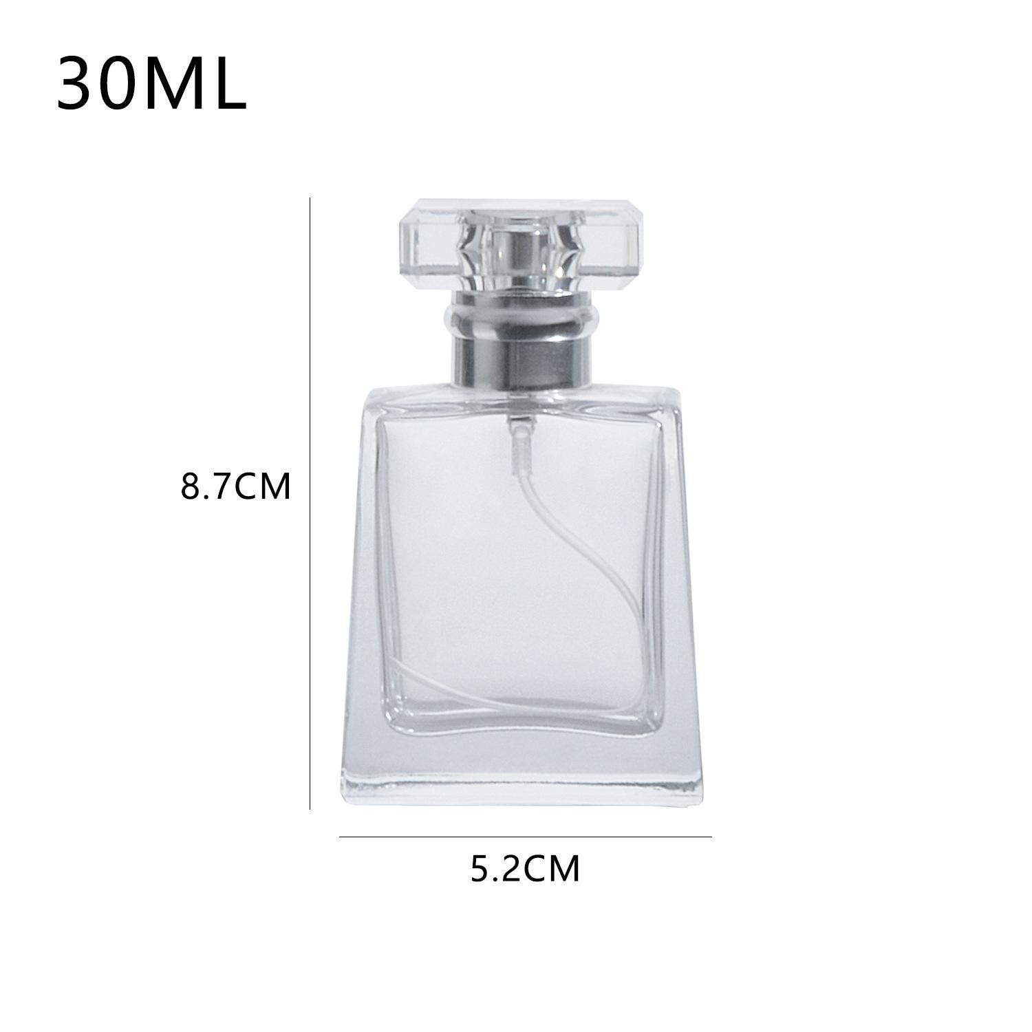 In-Stock High-End Transparent Glass Perfume Bottle: Press-Type Crystal White Spray Decanter