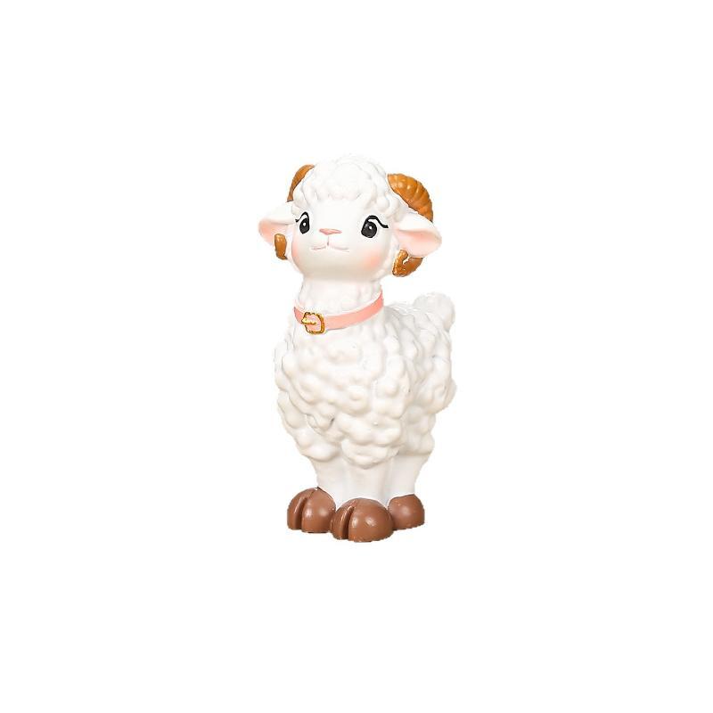 Cute Mini Resin Sheep Figurine Adorable Cartoon Design Fine Workmanship Desktop Decor for Home Office Study Table