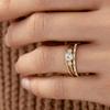 Wish Round New Gold Zircon Ring Temperament High-end Simple Three-piece Ring