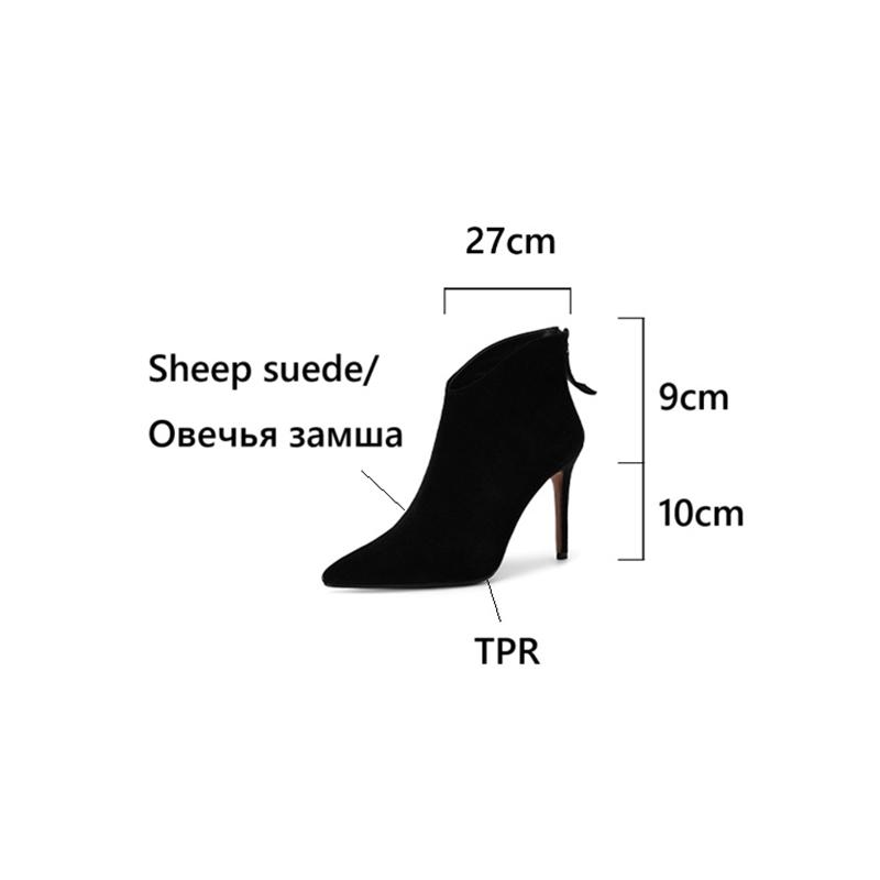 Fashion NEW Autumn Women Boots Genuine Leather Shoes for Women Pointed Toe Thin Heel Shoes Super High Heel Boots Daily Shoes Ankle Boots