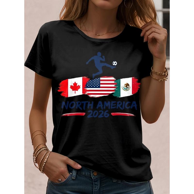 Women's T Shirt Print Graphic Stylish Classic Casual Short Sleeve Crew Neck Regular Tops