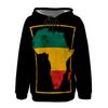 European & American Women's Casual Printed Black Hooded Sweatshirt with Patch Pocket - Drawstring MH612