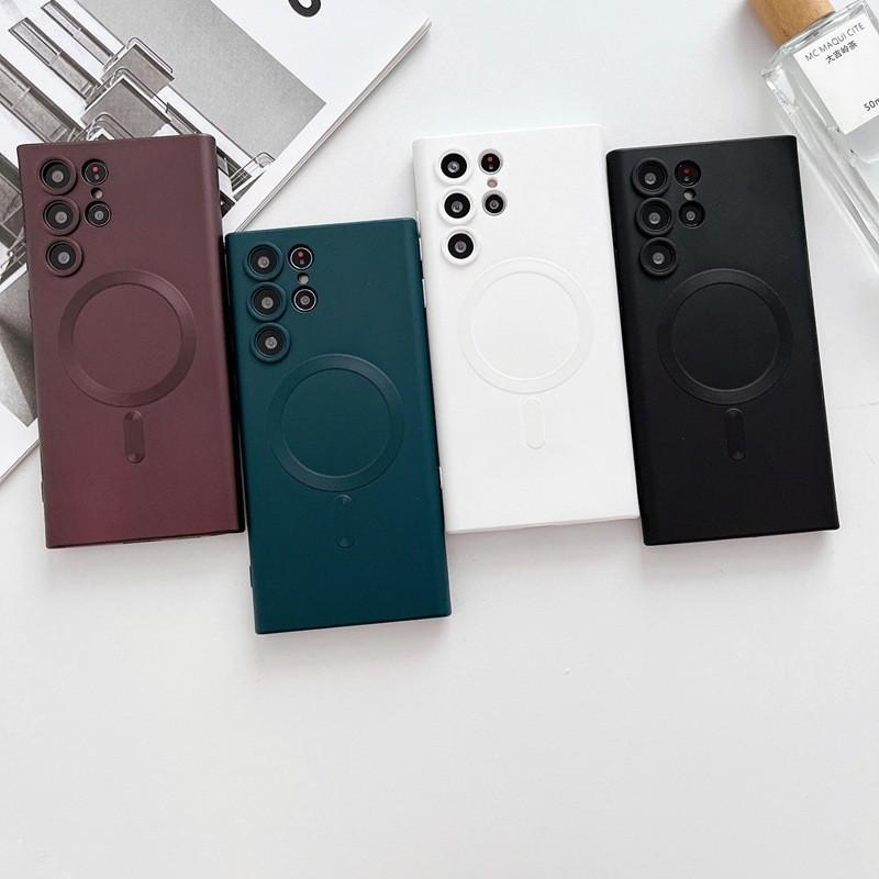 Wireless Charge Magnetic Phone Case With Lens Protection For Samsung S21 Ultra