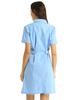 S-XXL Women Adults Lapel Collar Short Sleeve Nurse Scrub Dress - Button Front Solid Color Hospital Lab Coat Uniform