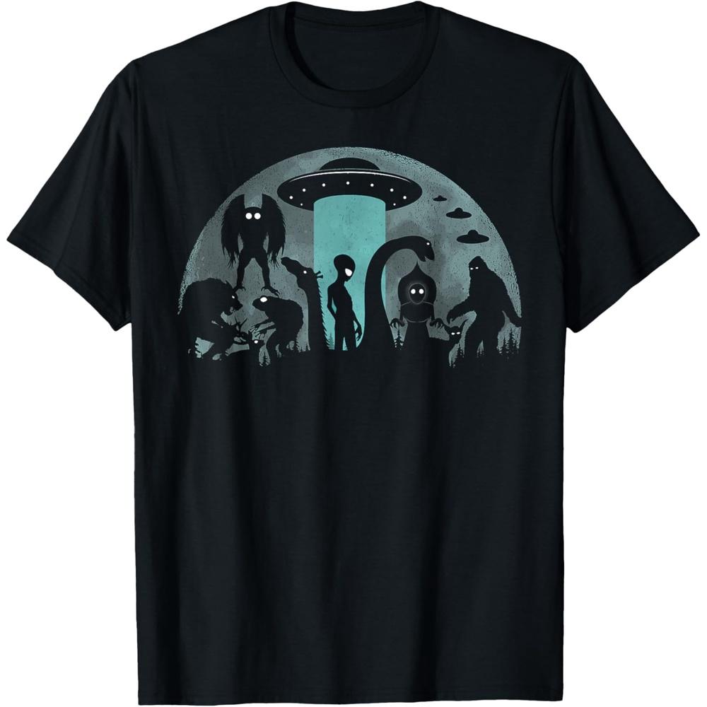 Bigfoot Ufo Loch Ness Monster Mothman And Aliens! Cryptid T-Shirt 4XL