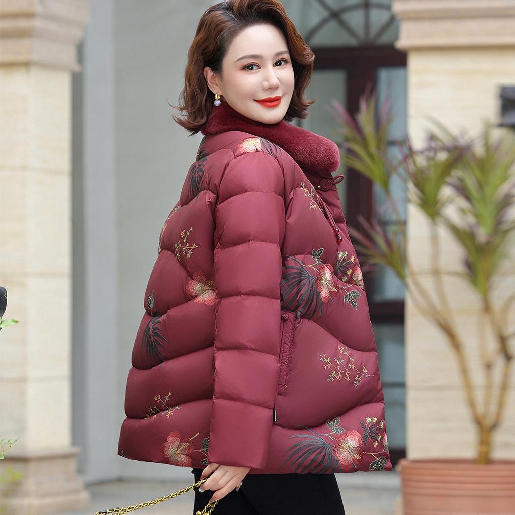 Mom's 2025 Winter White Duck Down Jacket - Grandma's Thickened Style for Middle-aged & Elderly