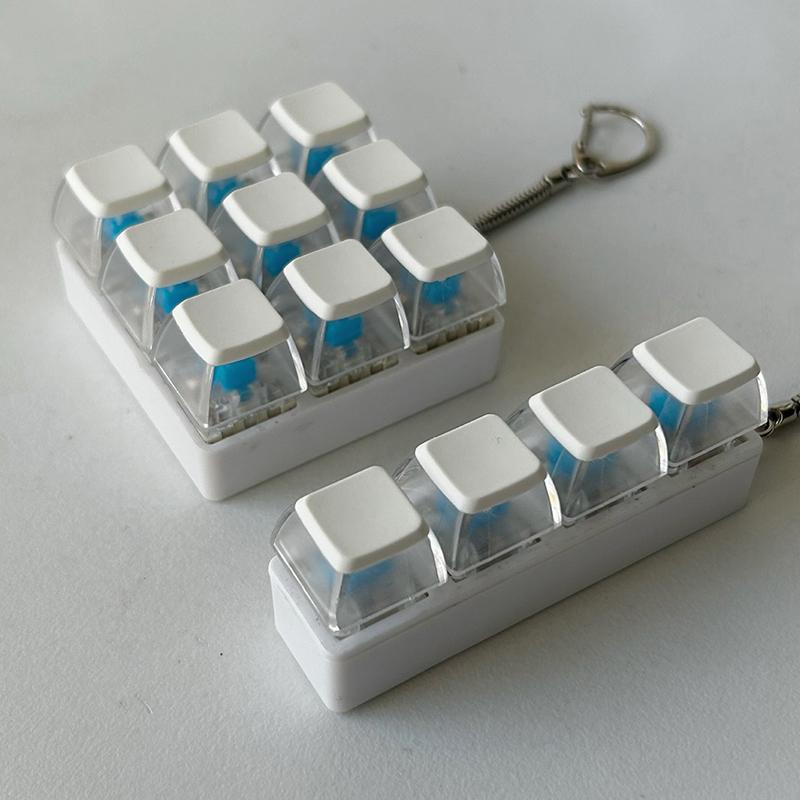 Diy Keyboard Fidget Keychain Keys Button Relief Stress Clicker Toy Keycap 9Keys Emit Light Finger Keyboard Cap Adult