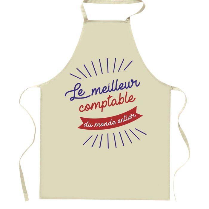Tablier de cuisine - Comptable Meilleur du Monde entier - Coton épais - Impression France - Liens ajustables