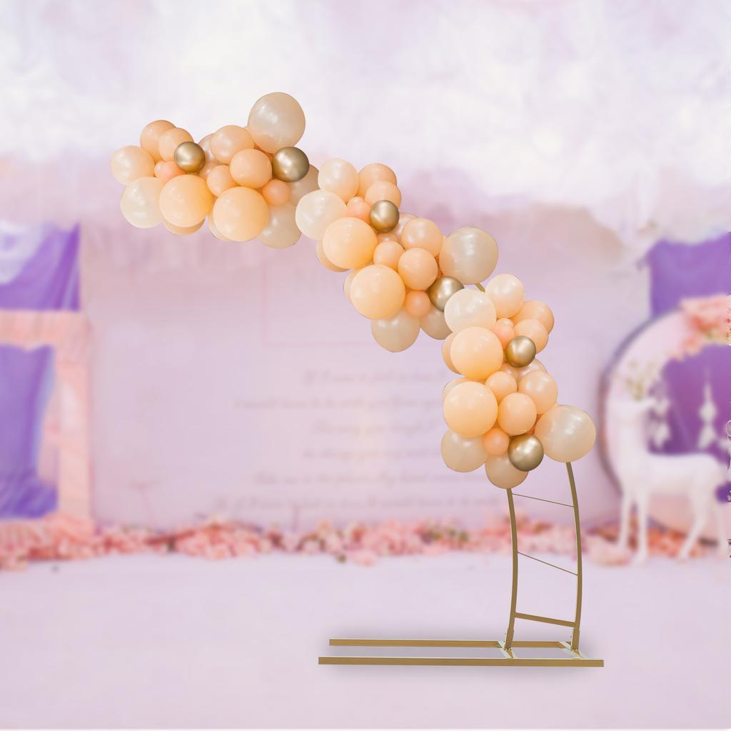 6.5ft Gold Crescent Moon Wedding Arch Stand,Elegant Curved Flower Balloon Frame for Ceremony Decor - Classic Style, 5kg Capacity