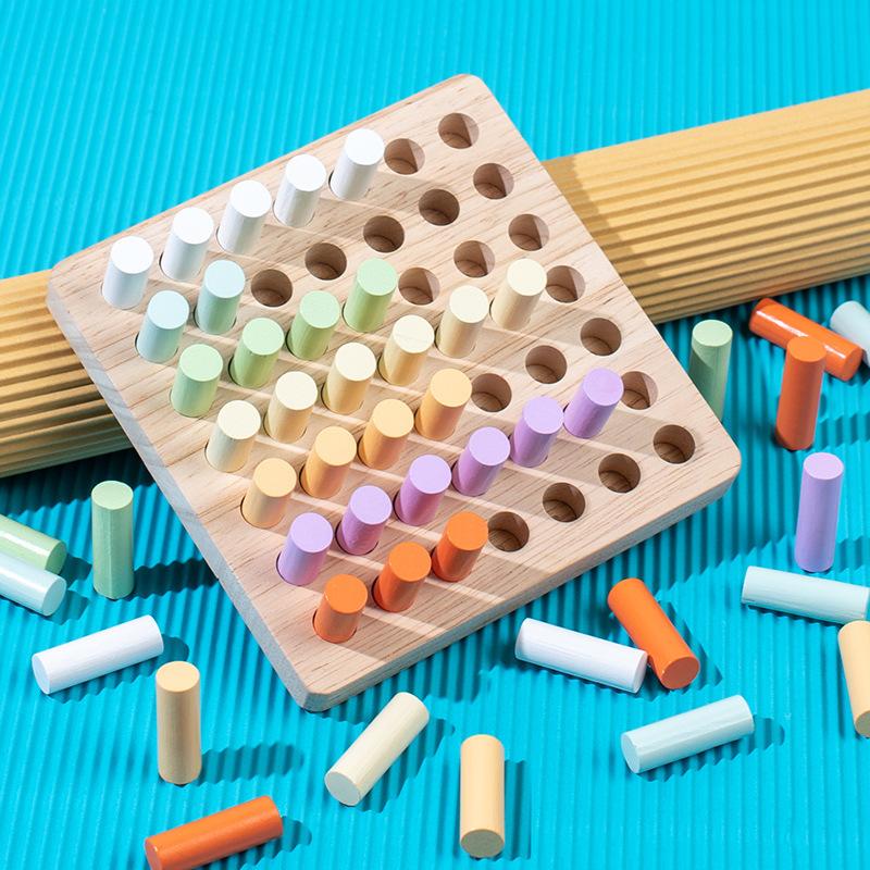 Children'S Montessori Early Education Wooden Colorful Plugboard Hand-Eye Coordination Training Color Cognitive Educational Toys