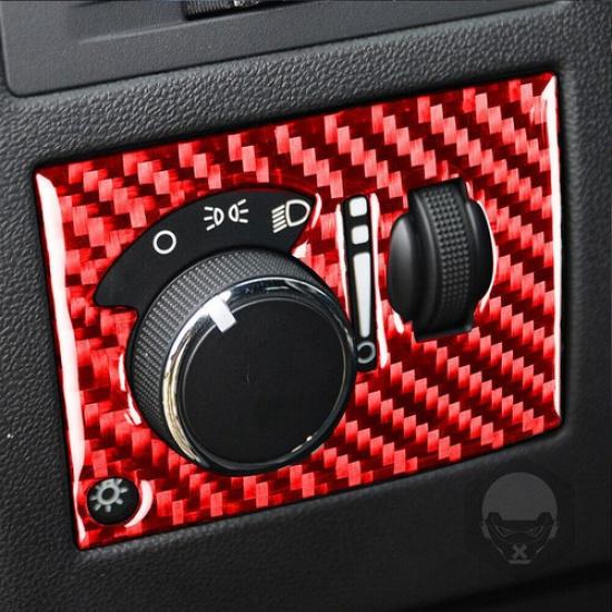 Red Carbon Fiber Headlight Switch Panel Cover Trim For Dodge Challenger 2008-14