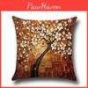Elegantes 3D-bemaltes Baum-Blumen-Kissenbezug aus Baumwollleinen für Heimdekor