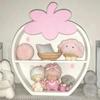 Cute Strawberry Double-Layer Storage Cabinet Ins Desktop Storage Rack Girly Heart Ornaments Hand-Made Display Box Storage Rack