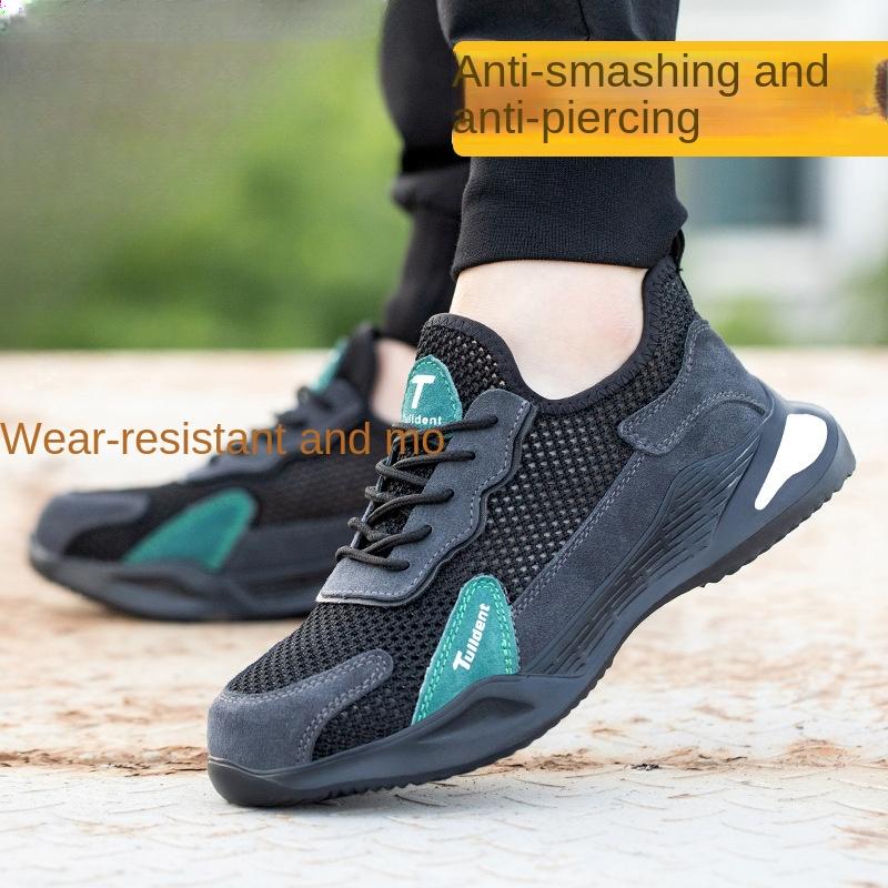 Labor Insurance Shoes Men's Anti-smashing and Anti-piercing Labor Insurance Shoes Large Holes Breathable Light Bottom Safety Shoes