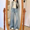 Light Blue Loose Straight Wide-leg Jeans Women Fall High Waist Thin Fashion Versatile Drape Drag Pants Retro Street Style Baggy Long Jeans for Ladies