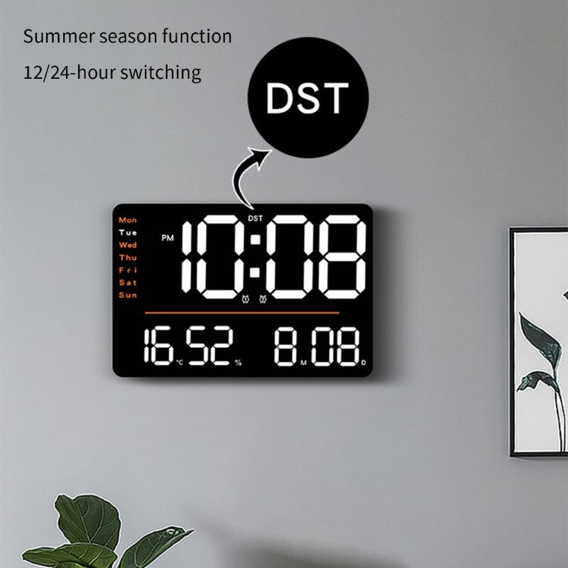 Precisions Temperature Hygrometer Digital Clock with Large LED Display Screen Brightness Adjustment Timer for Home Office