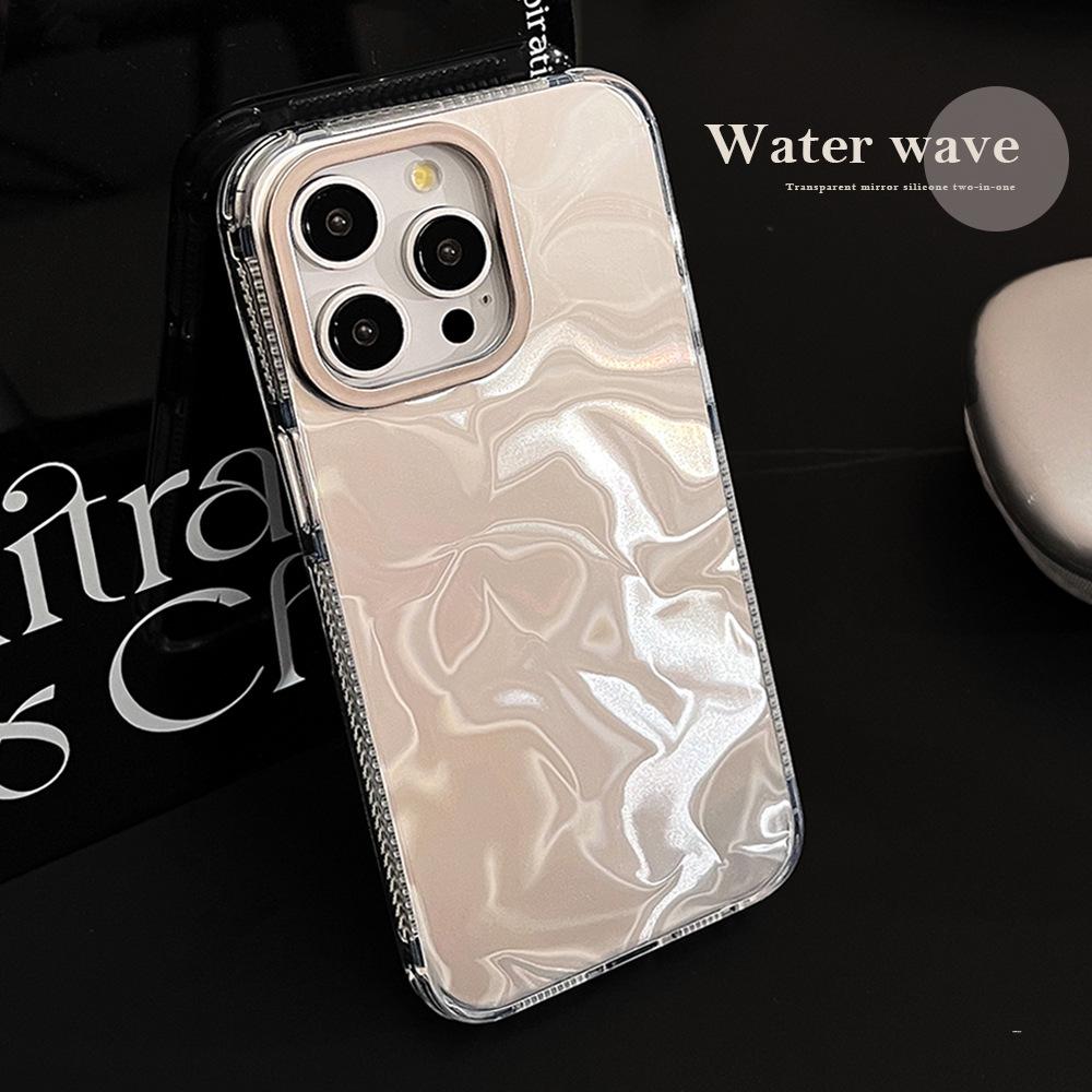 Electroplating Silver Ins Water Wave IMD Suitable for IPhone 16 Apple Phone Case 15promax Laser 13 Hard 14 Anti Fall