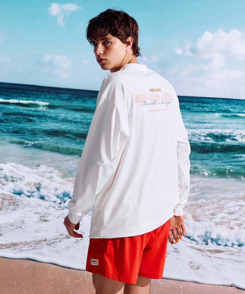 Leijibi [Set] Dry-Cooling Oversized Long Sleeve Rash Guard + Swimsuit Shorts Set W (6 Colors) (A Type)