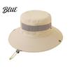 Wide Brim Hat for Beach Summer Mesh Spliced Bucket Men Women Extra Sun Foldable Outdoor Hiking with Adjustable Drawstring Portable Cap Fishing