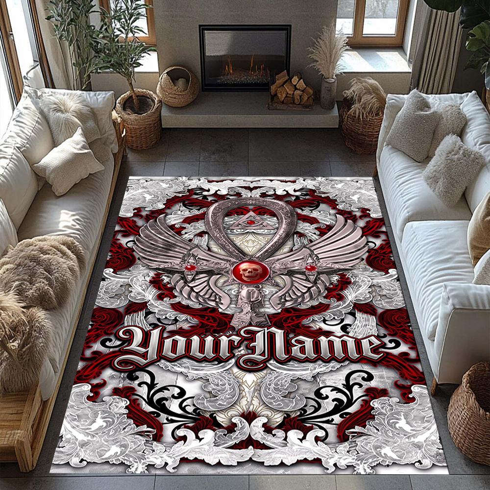 Gothic Illustrations Customizable Name Carpet Design for Dormitory Playrooms Outdoor Entryway Anti-slip Rug Decorate Offices