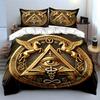 Golden Eye Triangle Decor Set Bedding Set with 1 Duvet Cover 2 Pillowcases Single Double King Queen Gift