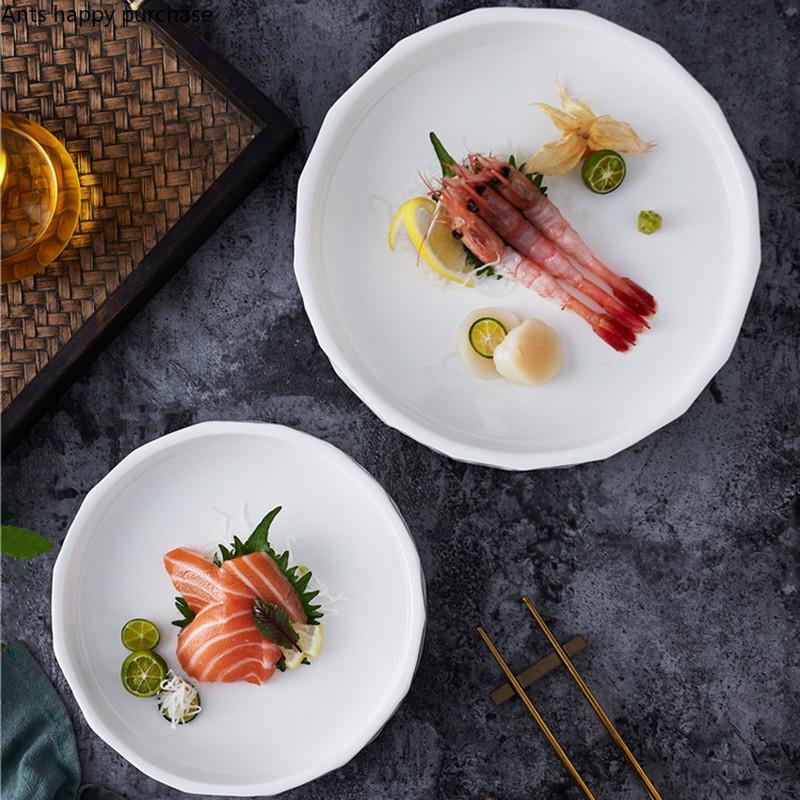 Round White Ceramic Plate Dinner Plate Western Dishes Steak Plates Fruit Salad Bowl Soup Plates Dessert Bowl Cake Pan Tableware