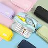 Kawaii Pencil Case Large Space Storage 3 Compartment Student Side Stationery Opened Desk Suppli N4K2