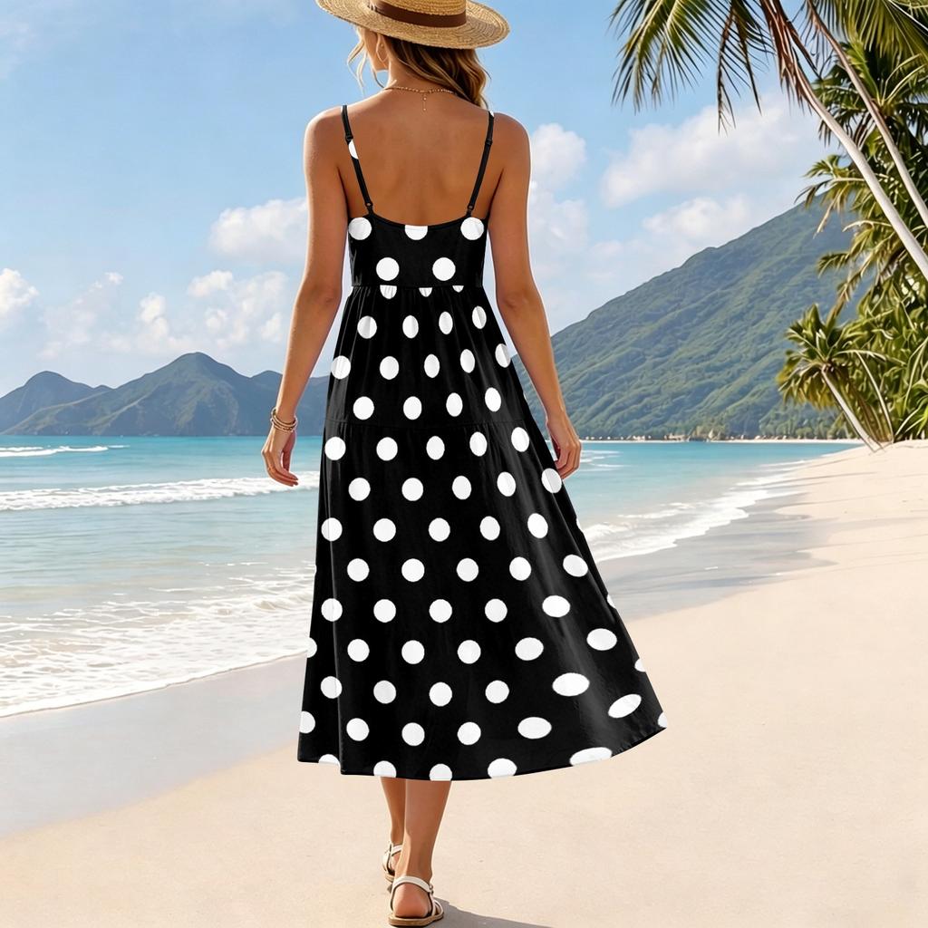 Sleeveless Bohemian Print Maxi Dress for Women Summer Spaghetti Strap Flowy Casual Loose Fit Lightweight Sundress