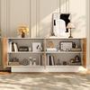 Sideboard, Living Room Cabinet, Geometric Groove Structure, 4 Doors, 2 Separate Storage Spaces, Height-Adjustable Shelves