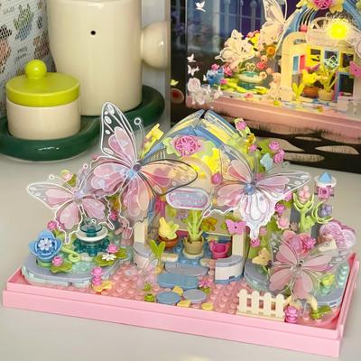 Butterfly Cute Dance Wonderland Garden Block Box Girl Puzzle Assembly Toy Desktop Decoration Birthday Gift Block Box