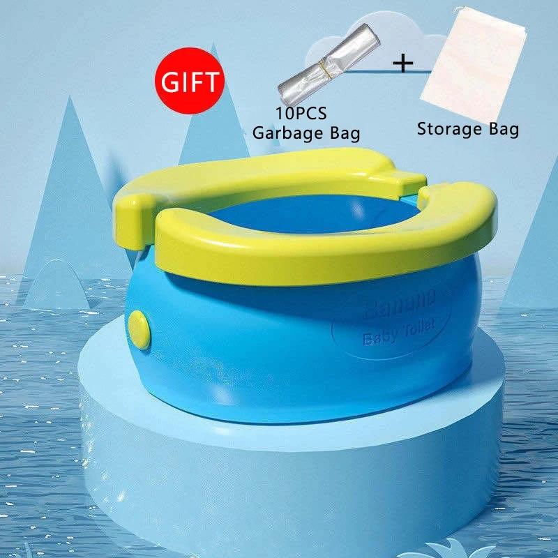 

Kids Portable Toilet Travel Baby Potty Foldable Children s Potty Urinal Stool Indoor Outdoor Garbage Bags Multi-functional Box синий