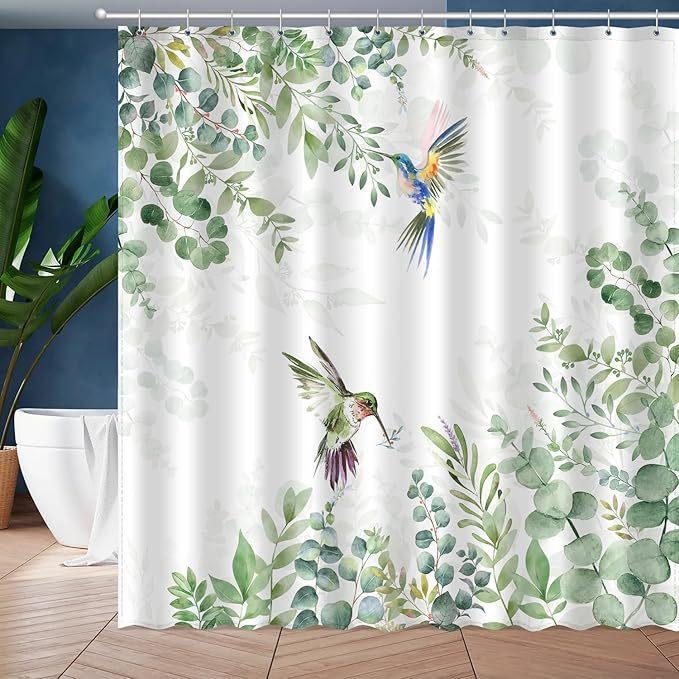 Nordic Style Colored Leaves Small Floral Pattern Printing Shower Curtain Decoration Home Bathroom Water Curtain