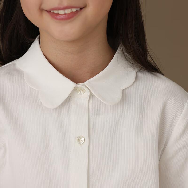 hacikis Girls' Petal Collar Cotton Long Sleeve Shirt