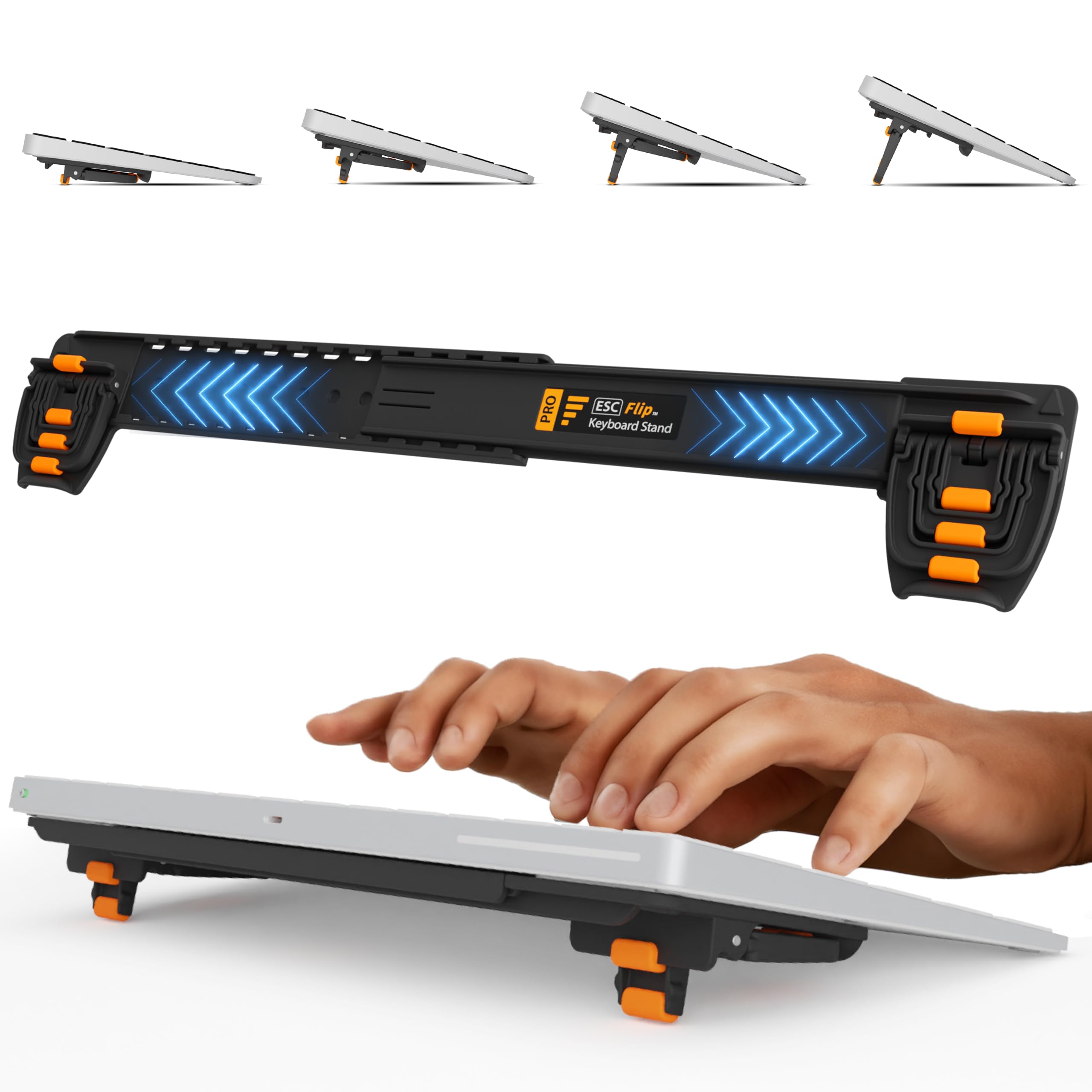

ESC Flip Pro Keyboard Stand for Computers and 4 Levels Width Adjustable to Fit Ergonomic Gaming Laptops, Height/Angle Adjustment, Keyboard, Non-Slip, чорний