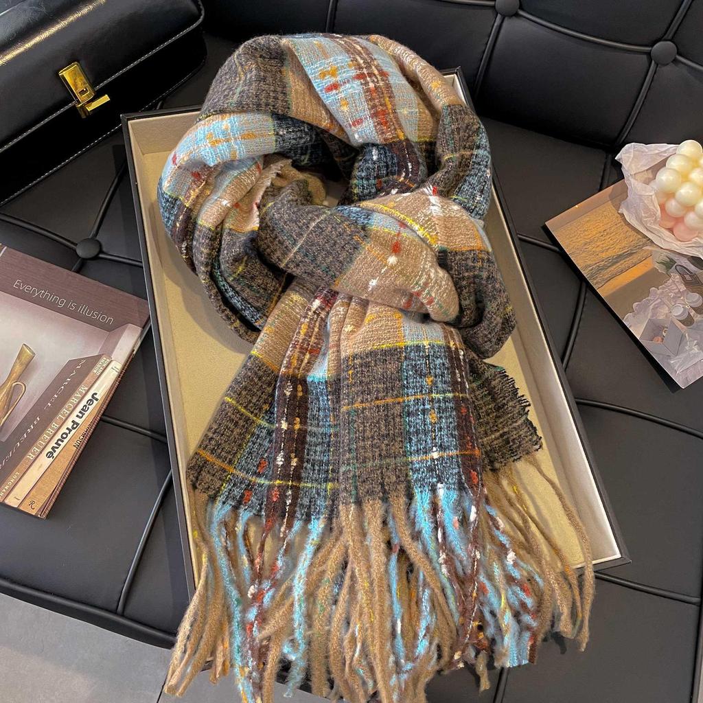Korean Imitation Cashmere Plaid Scarf for Women - Thick, Warm, Versatile Autumn/Winter Fashion
